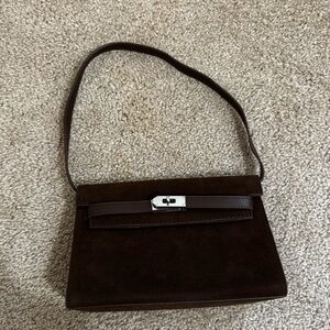 Amazon Dark Brown Suede Shoulder Bag